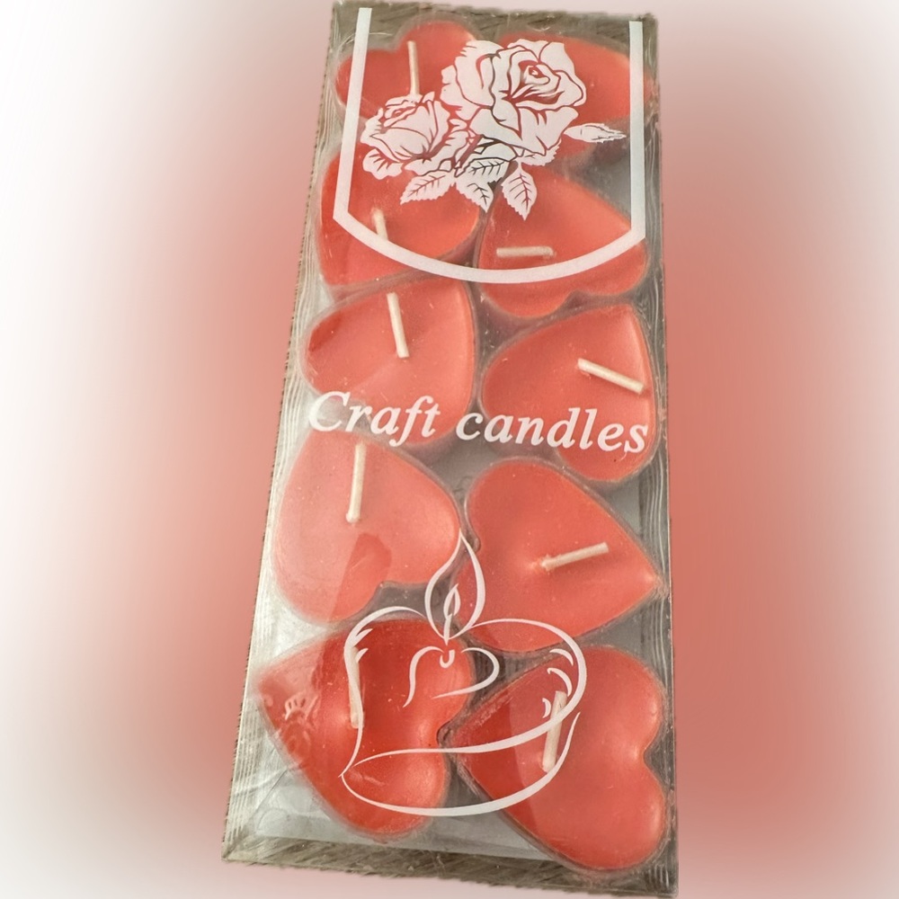 ❤️10 Red Heart-Shape Rose Scented Tea Candles, Each Can Burn for 3 Hours